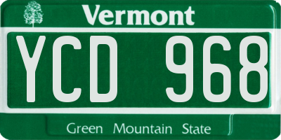 VT license plate YCD968