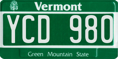 VT license plate YCD980