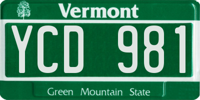 VT license plate YCD981