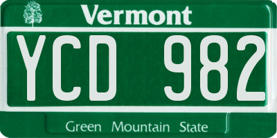 VT license plate YCD982
