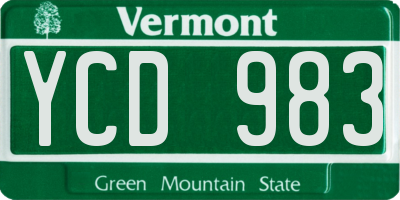 VT license plate YCD983