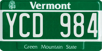 VT license plate YCD984