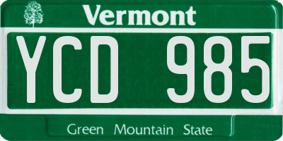 VT license plate YCD985