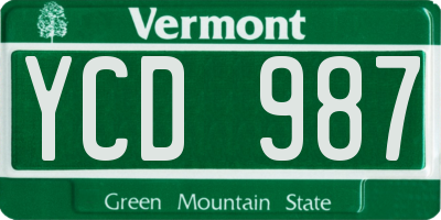 VT license plate YCD987