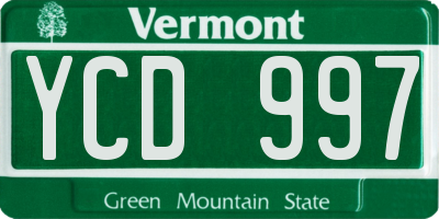 VT license plate YCD997