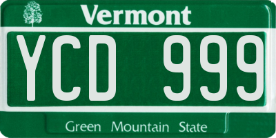 VT license plate YCD999