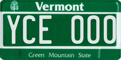 VT license plate YCE000