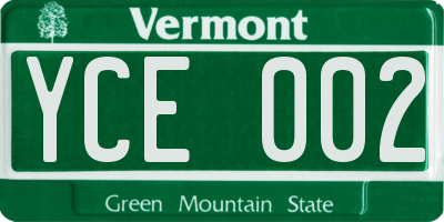 VT license plate YCE002