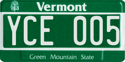 VT license plate YCE005