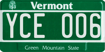 VT license plate YCE006