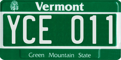 VT license plate YCE011