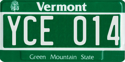 VT license plate YCE014