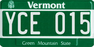 VT license plate YCE015