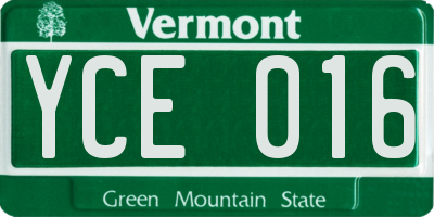 VT license plate YCE016