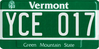 VT license plate YCE017