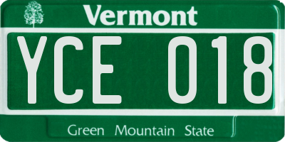 VT license plate YCE018