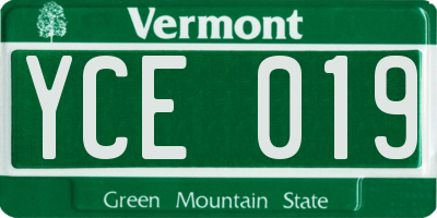 VT license plate YCE019