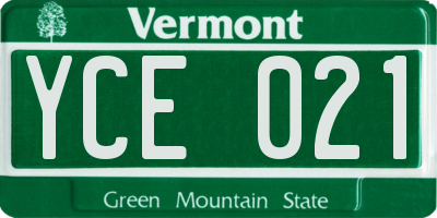 VT license plate YCE021