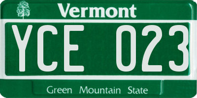 VT license plate YCE023