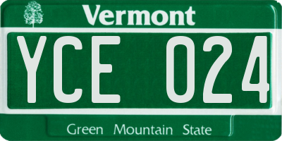 VT license plate YCE024