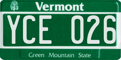 VT license plate YCE026