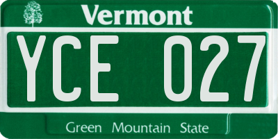 VT license plate YCE027