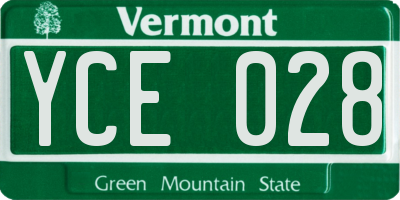 VT license plate YCE028