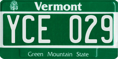VT license plate YCE029
