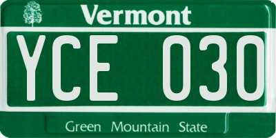 VT license plate YCE030