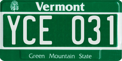 VT license plate YCE031