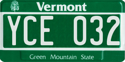 VT license plate YCE032