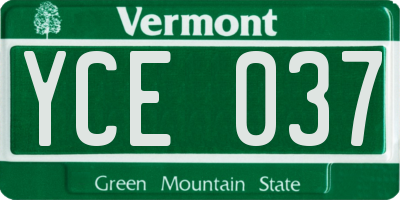 VT license plate YCE037