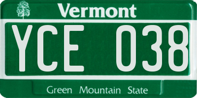 VT license plate YCE038