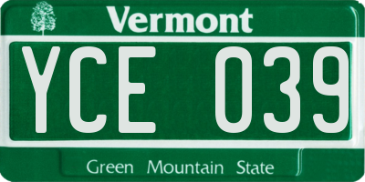 VT license plate YCE039