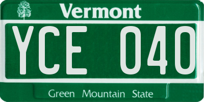 VT license plate YCE040
