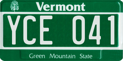 VT license plate YCE041