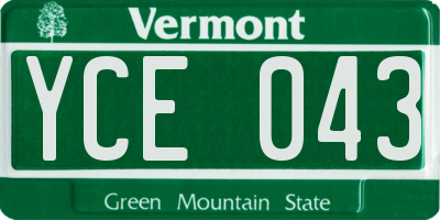 VT license plate YCE043
