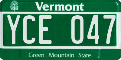 VT license plate YCE047