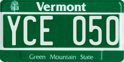 VT license plate YCE050