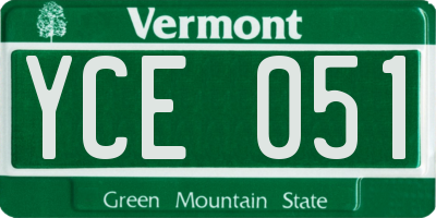 VT license plate YCE051