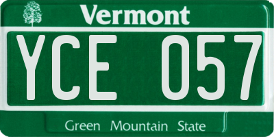VT license plate YCE057