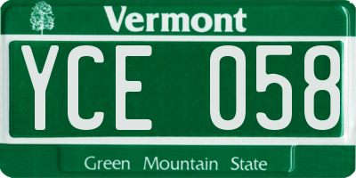 VT license plate YCE058