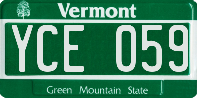 VT license plate YCE059