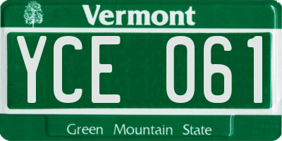 VT license plate YCE061