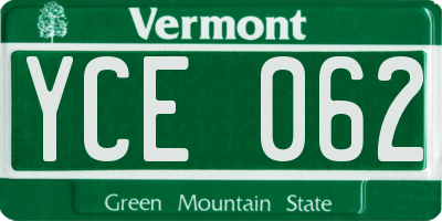 VT license plate YCE062