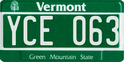 VT license plate YCE063