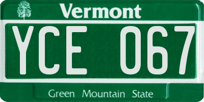 VT license plate YCE067