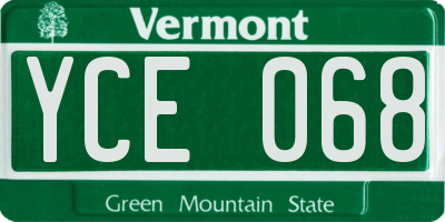 VT license plate YCE068