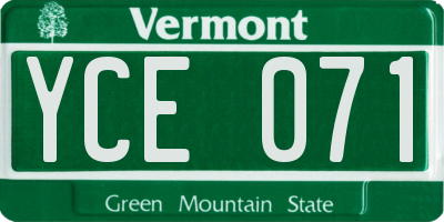 VT license plate YCE071