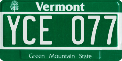 VT license plate YCE077